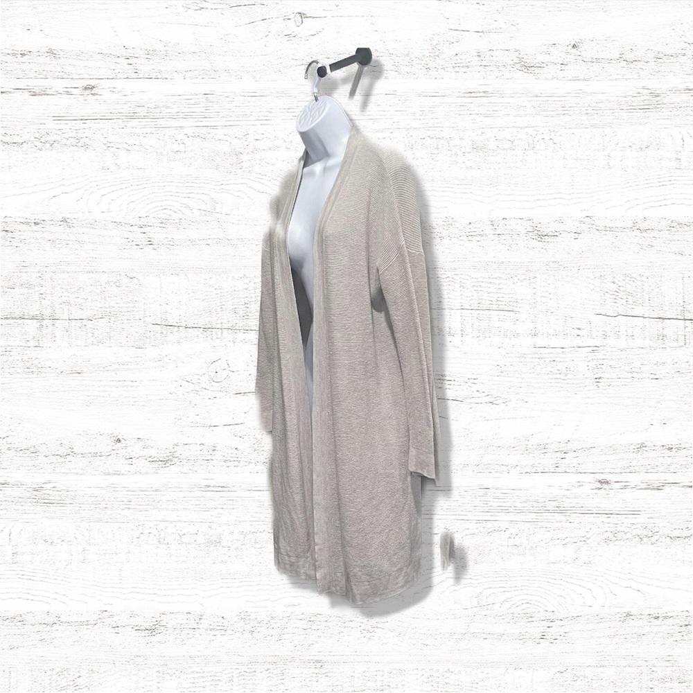 Eileen Fisher Gray Organic Cotton Ribbed Sweater Cardigan Size P Small